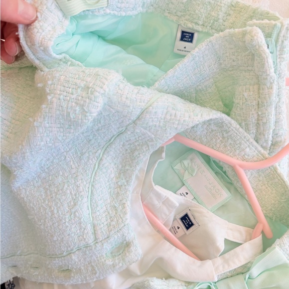 JANIE AND JACK Mint Boucle Tweed Jacket Blouse And Shorts Set - Picture 4 of 4